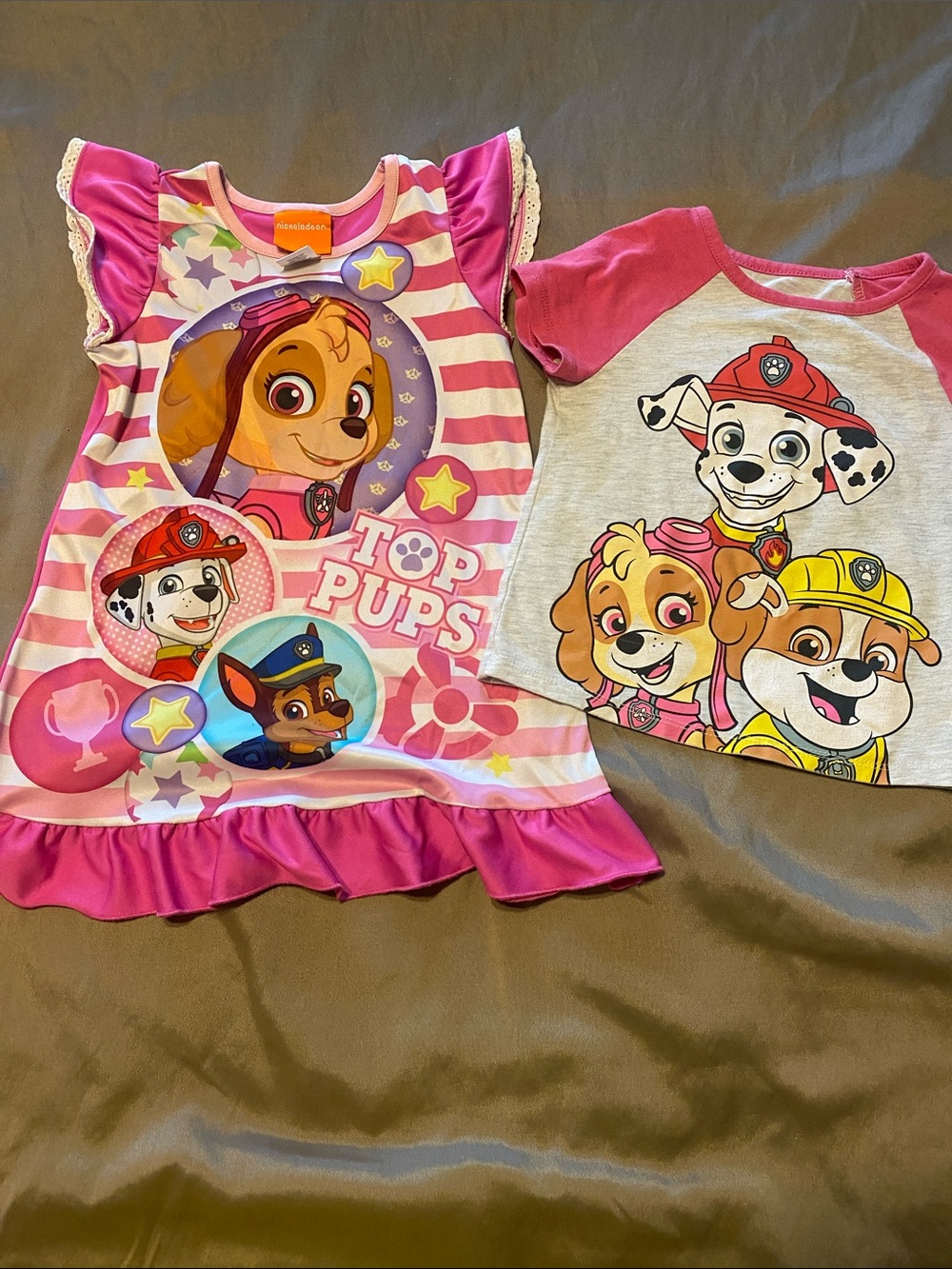 Nickelodeon Paw Patrol Pink & White Striped Top Pups Sleep Dress and t shirt